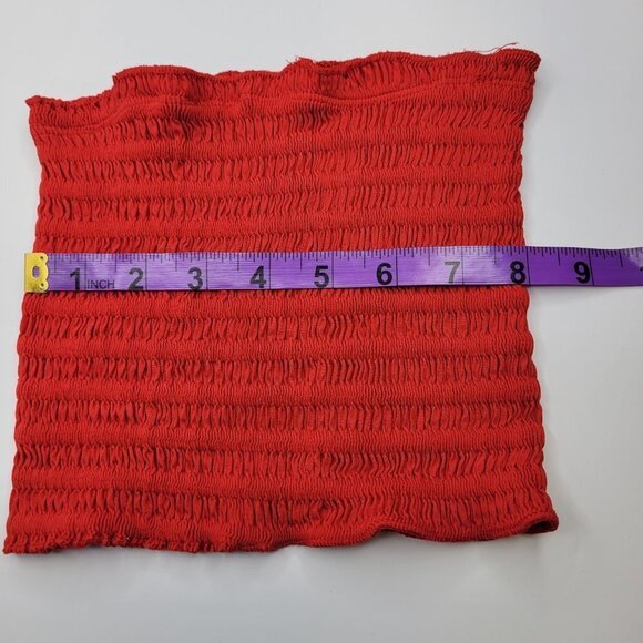 RED Sexy Crop Top Strapless Tube Top Smocked Stretchy Summer Bandeau - NEW - Picture 10 of 11